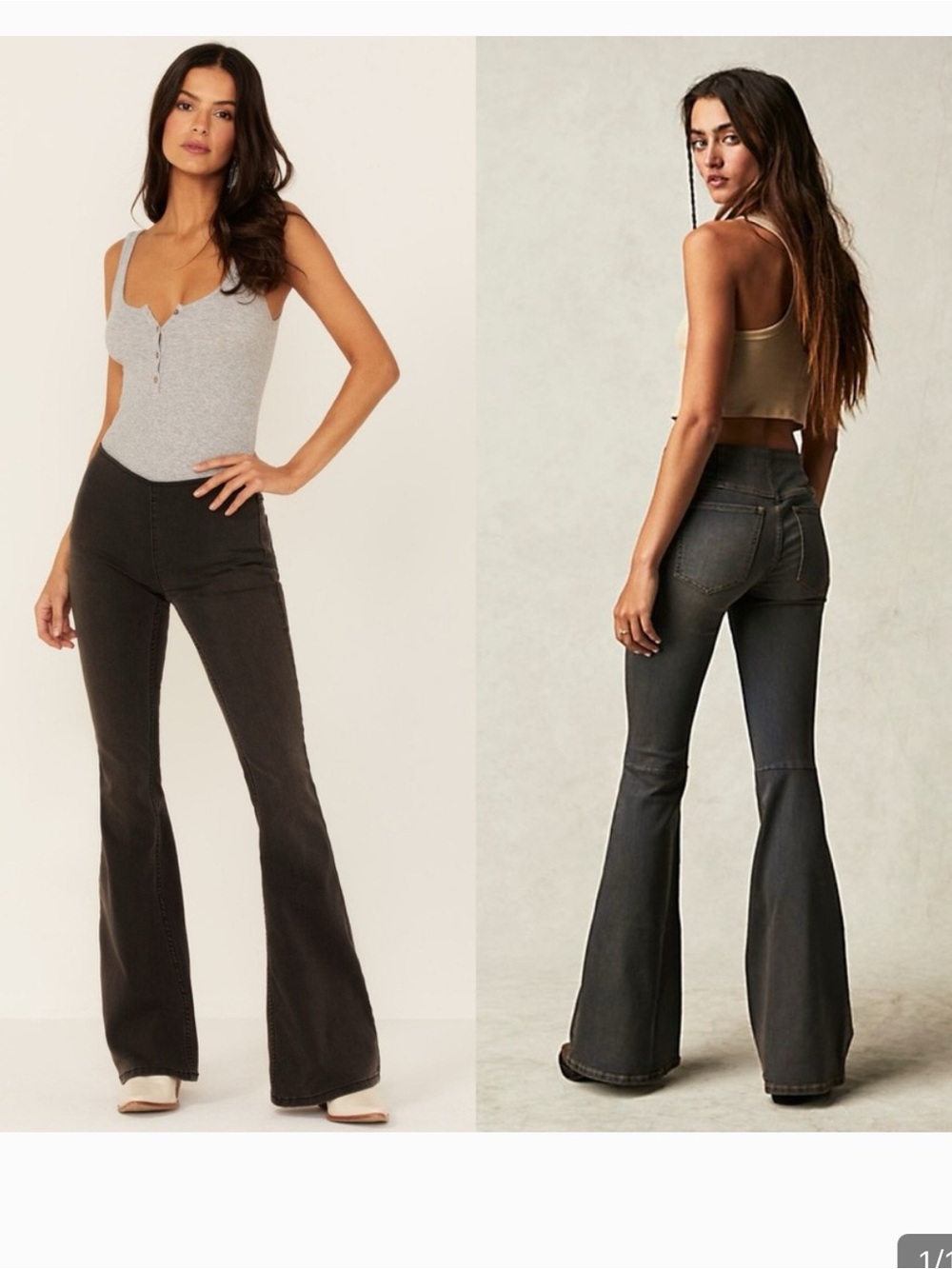 Free People Black High-Rise Wide Leg Penny Jeans